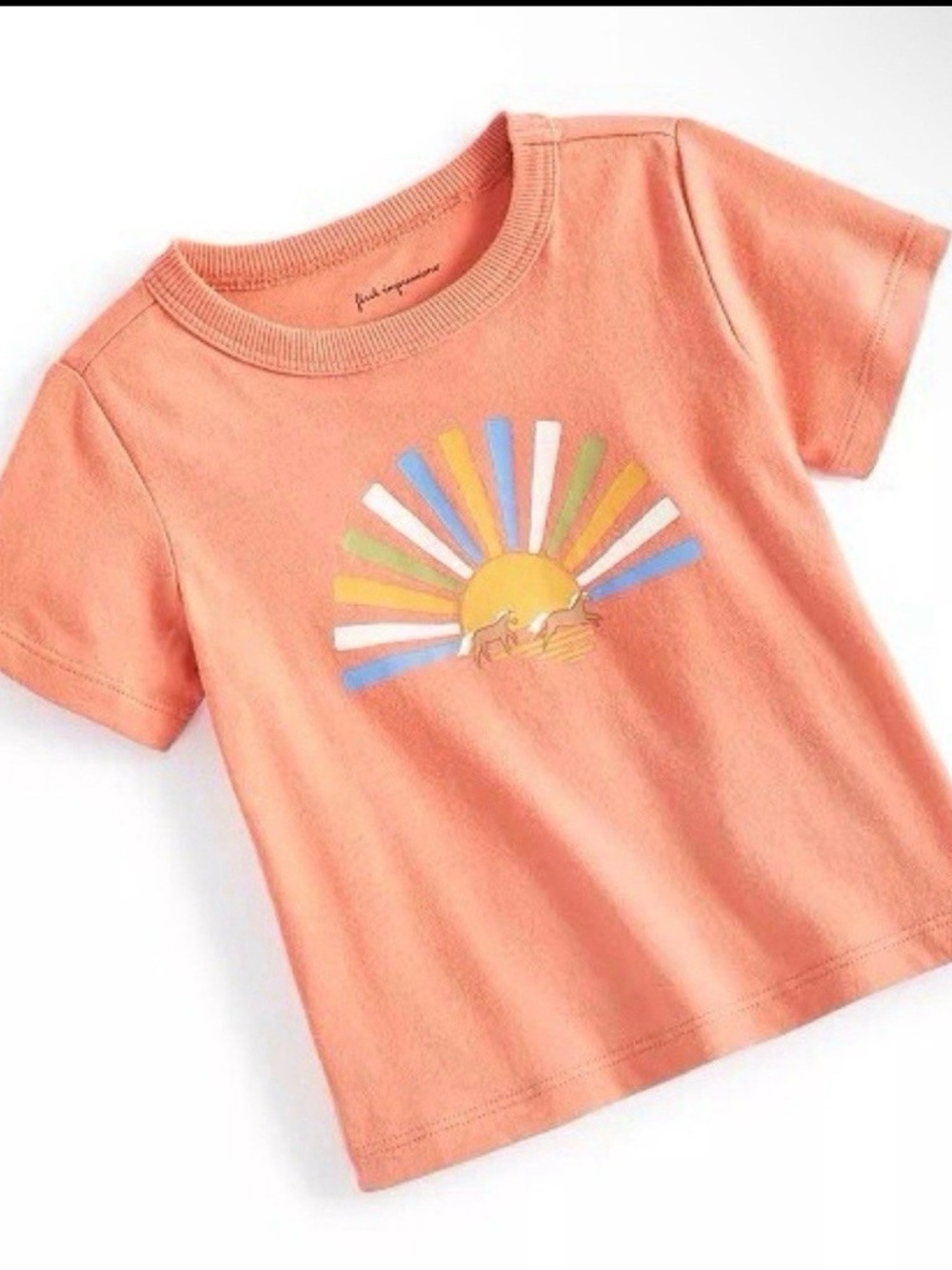 First Impressions Girls Peach Rainbow Sun Graphic T-Shirt Short Sleeve Tee 12M